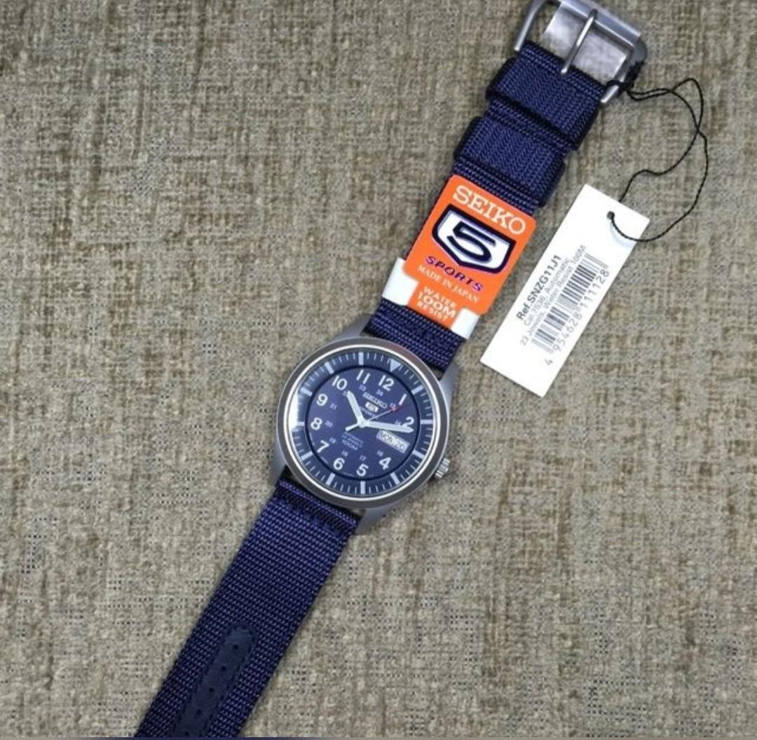 JAPAN MADE*Seiko SNZG11J1 Men's Automatic Nylon Strap Blue Dial