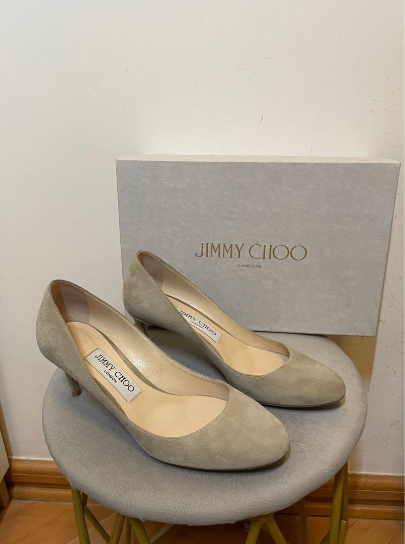 Jimmy Choo Bridget 65 Suede Chai 米色高跟鞋EU 36.5, 名牌, 鞋及波鞋