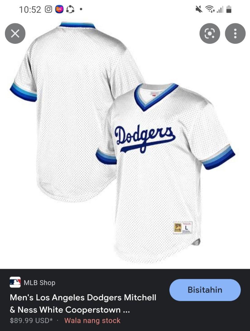 Los Angeles Dodgers Mitchell & Ness Cooperstown Collection Mesh Wordmark  V-Neck Jersey - White