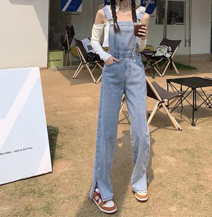Korean Streetwear Holes Loose Denim Overalls Rompers Womens Jumpsuit Casual  Girls Long Suspenders Jeans Ladies Trousers | Wish
