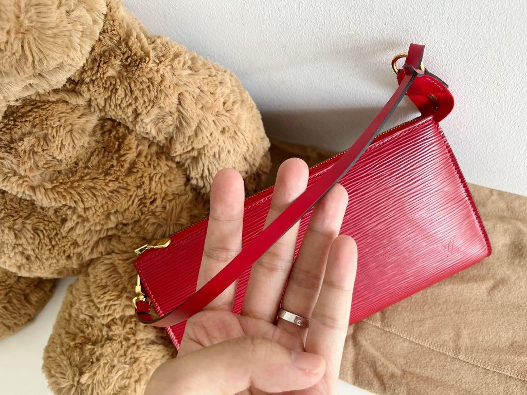 Louis Vuitton Red Epi Leather Pochette Bag.  Luxury Accessories