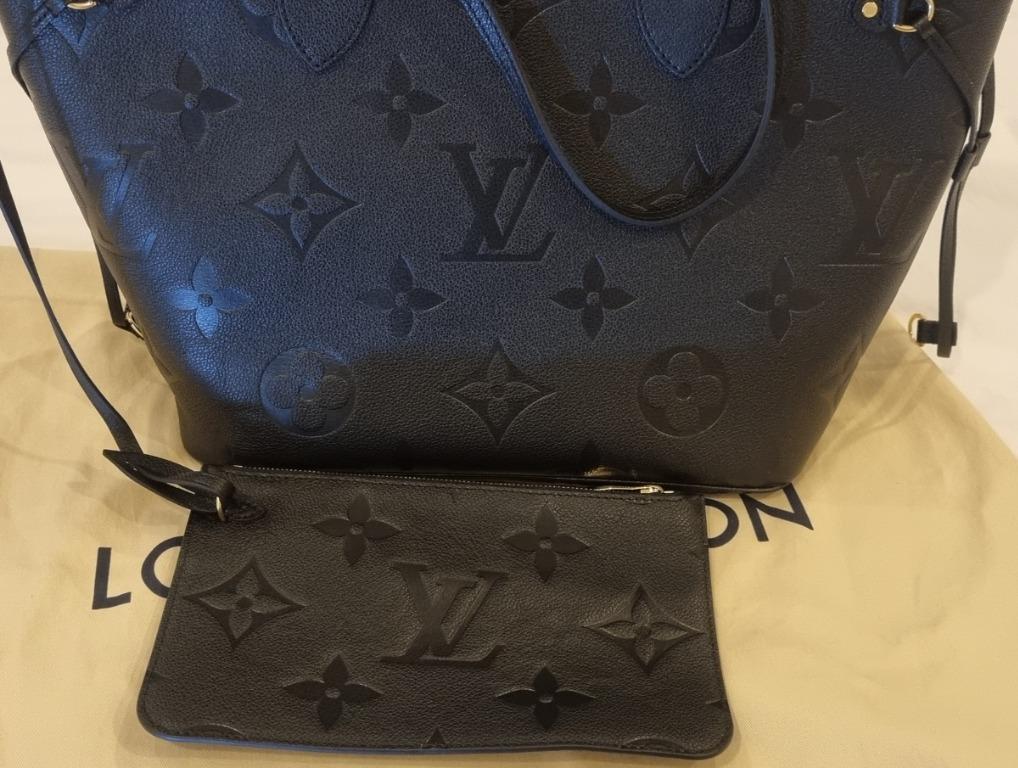 Louis Vuitton LV Women Neverfull MM Tote Black Embossed Cowhide