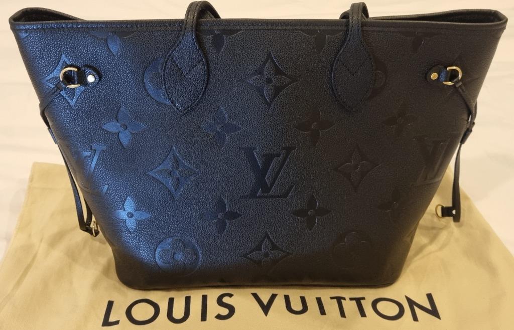Louis Vuitton Neverfull MM Black/White in Cowhide Leather with