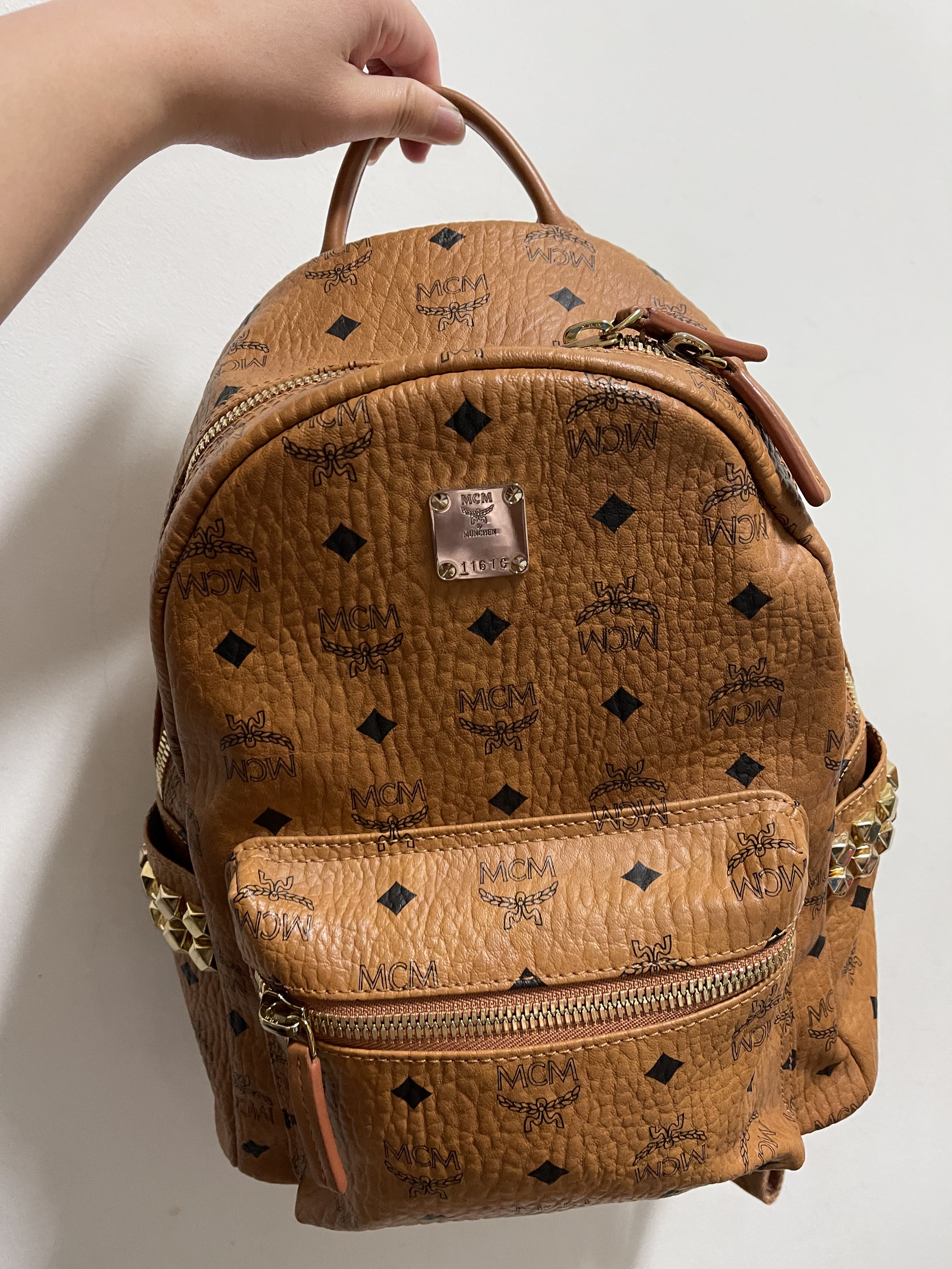MCM Stark Side Studded Backpack Medium Women s Fashion Bags