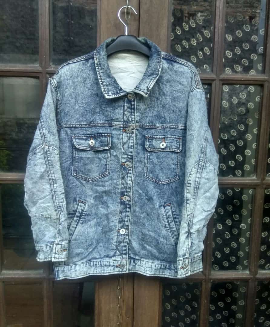 Mens Acid Wash Denim Jacket M fit L 