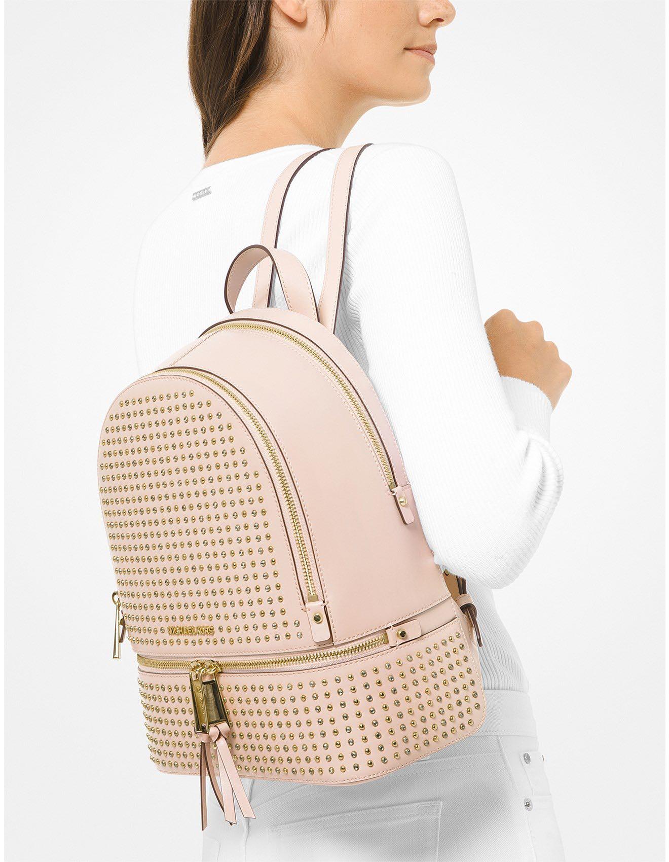 Michael Michael Kors  Blush Pink Leather Mini Backpack Purse  wwwproesteprcombr