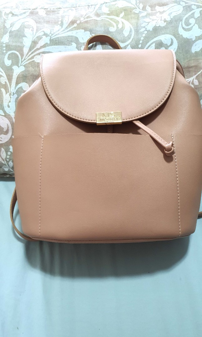 Mikaela Pink Leather Backpack, Women's Fashion, Bags & Wallets