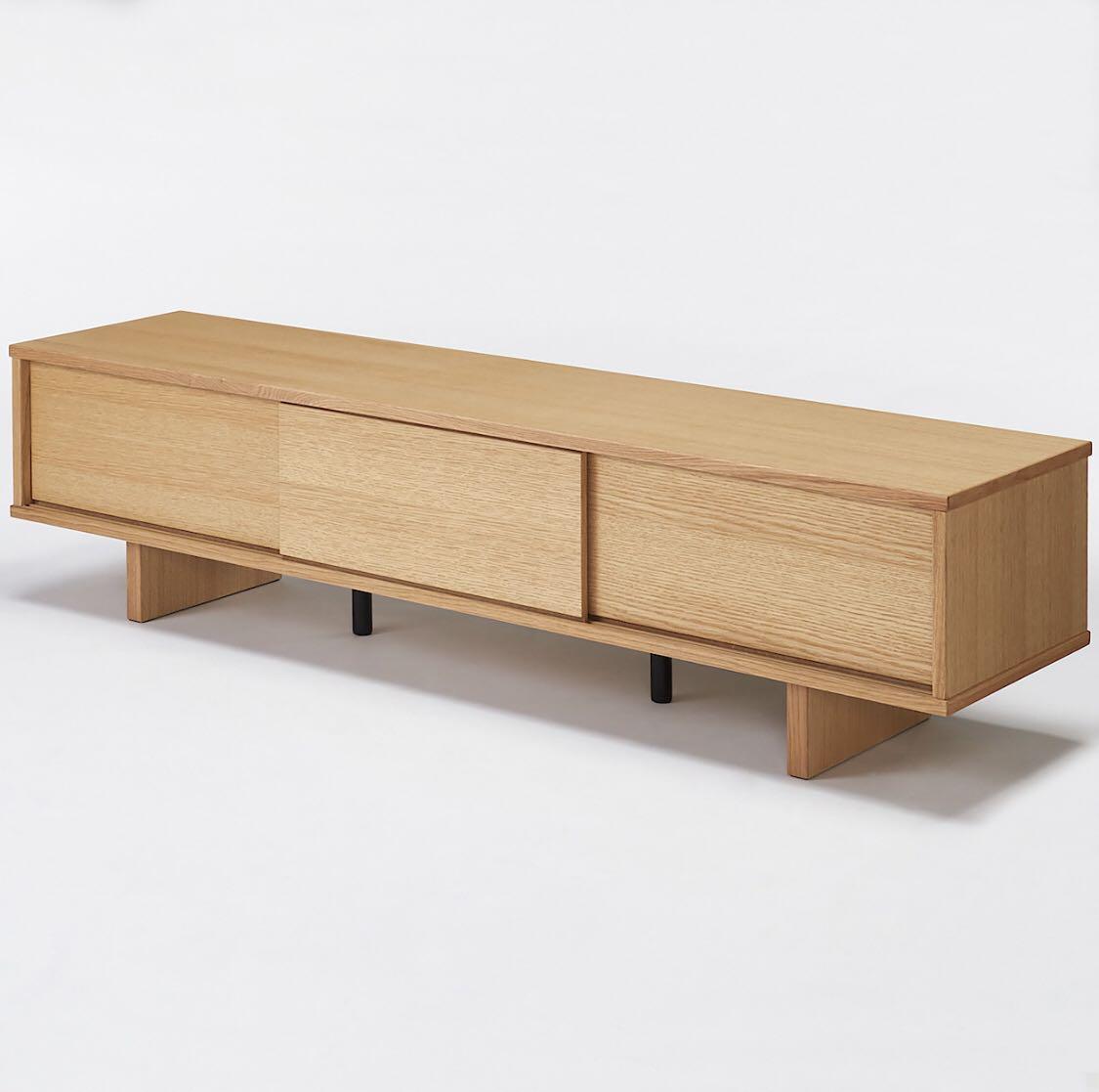 Muji Oak TV Console Shallow Type with Sliding Door, Furniture & Home