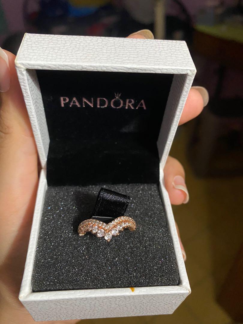Pandora princess wishbone 2025 ring rose gold