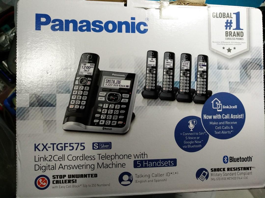 Panasonic Cordless 5 Handsets, Bluetooth KXTGF575S, Mobile Phones