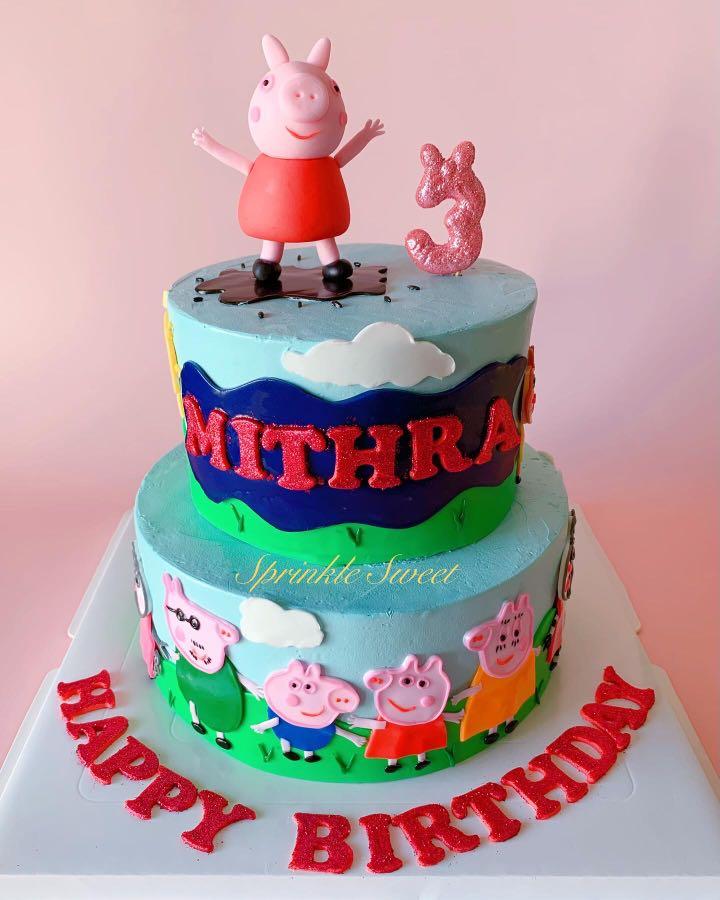 Pink Swirl Buttercream Cake with Peppa Pig