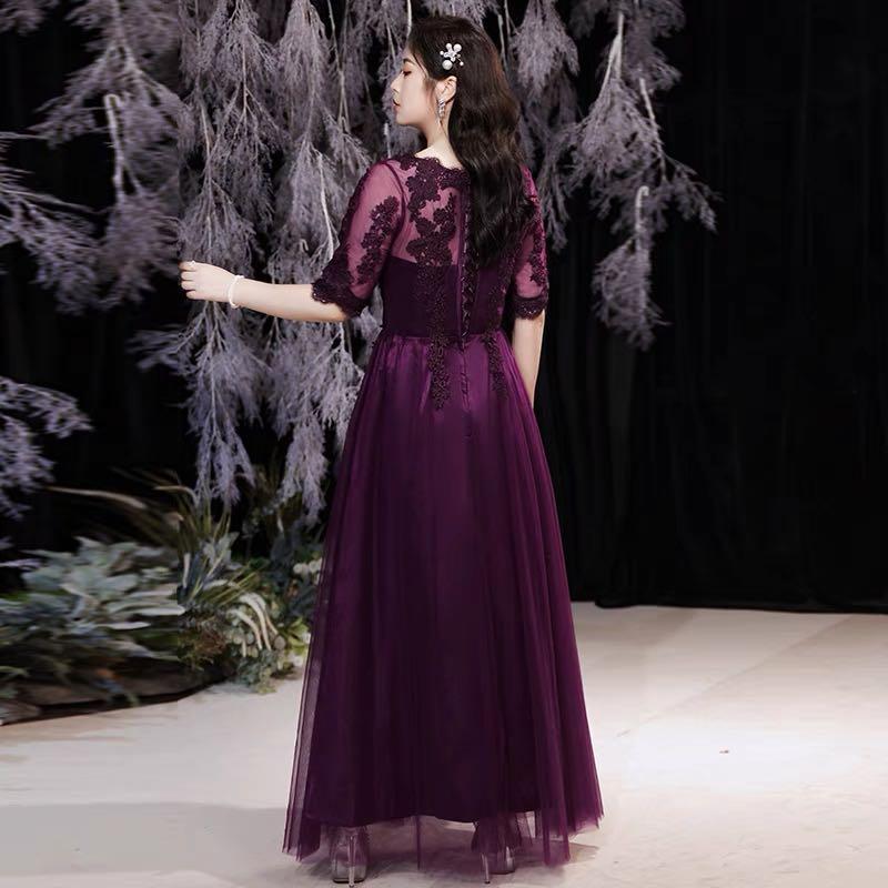 Purple evening hotsell dress plus size