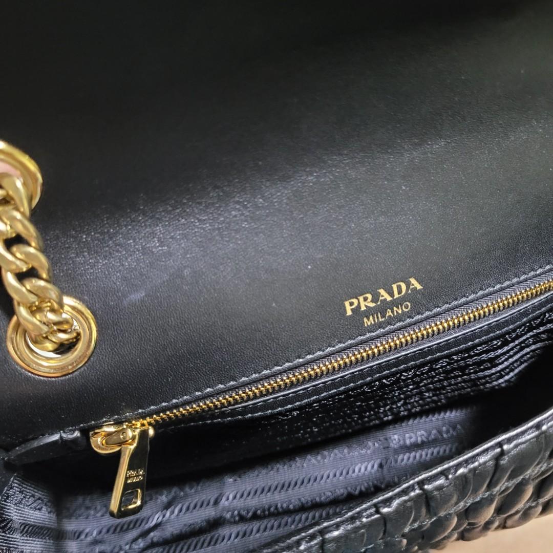 Prada Gaufre Leather Flap Black 1BD235, Luxury, Bags & Wallets on Carousell