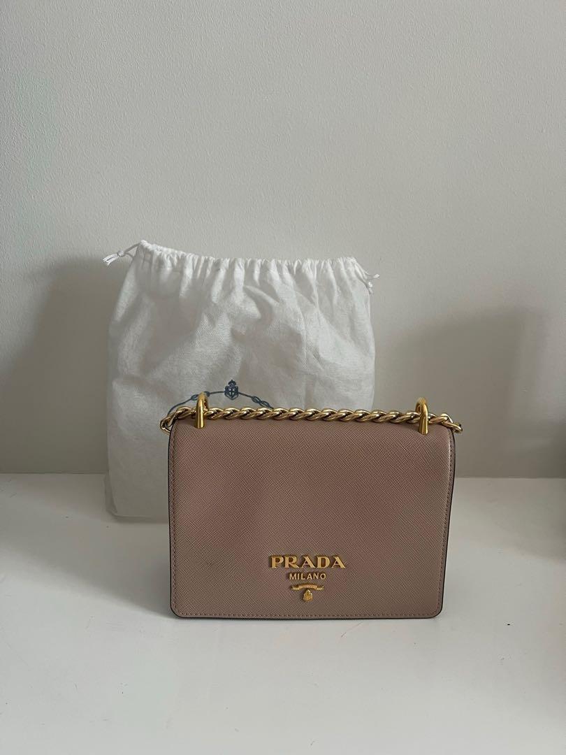 PRADA Saffiano Soft Chain Shoulder Bag Cammeo 1301833