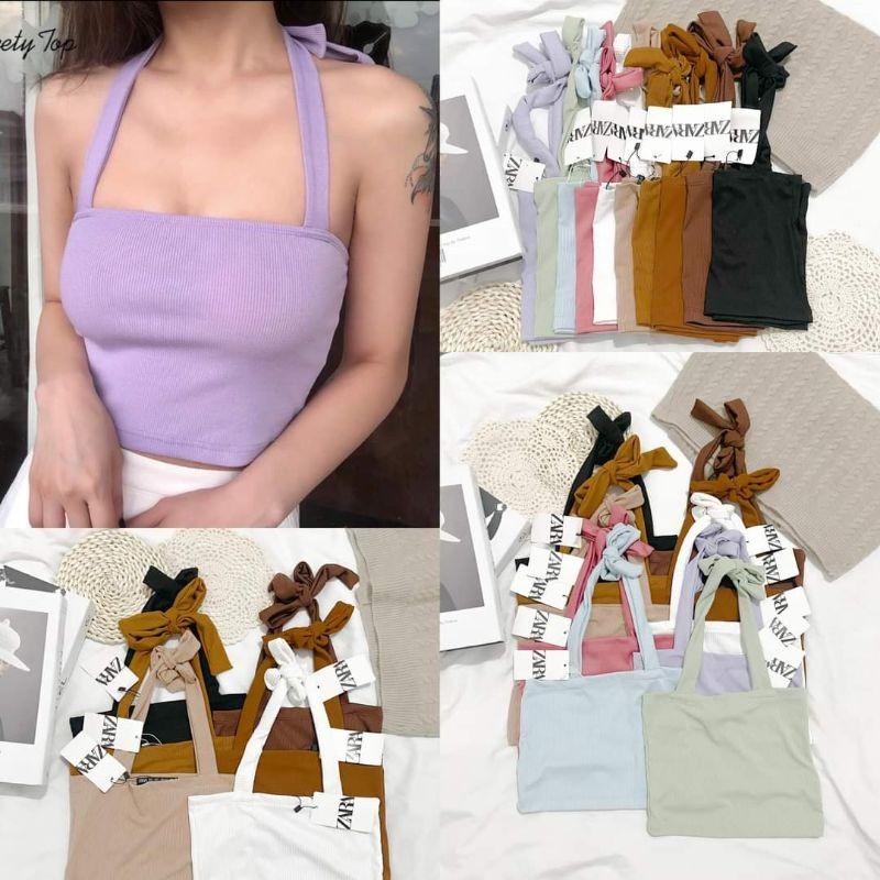 Shein Knitted Halter Top in White (Category: Sleeveless) located in Manila. Submitted by mnnll (Listing ID 1171038119, Image 1). Description: - Xs (Perfect for petite ladies).