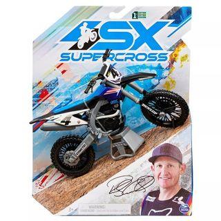 SPIN MASTER SX Supercross Motorcycle Replica 1 to 10 Ricky Carmichael  Blue Die Cast Metal Race RinG 