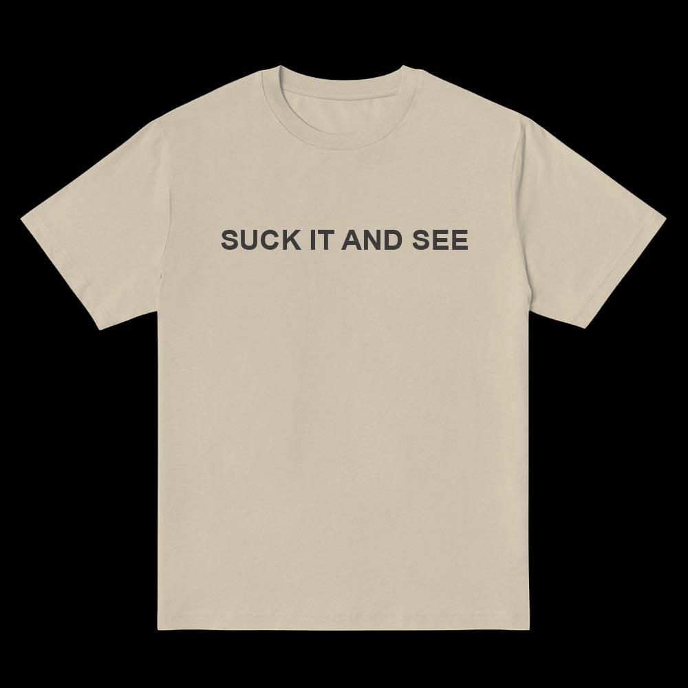 ‘SUCK IT AND SEE’ Arctic Monkeys Band Statement Tee (Category: Tshirts & Polo Shirts ) located in Taytay. Submitted by cool.cat8 (Listing ID 1171046639, Image 2). Description: COMMON GOODS ✱Minimalist Style ✱Standard Fit ✱Cotton 1-3 DAYS TO SHIP Because you deserve to look good on a common day. Follow us on Shope/e! @commongoods.shop.ph.