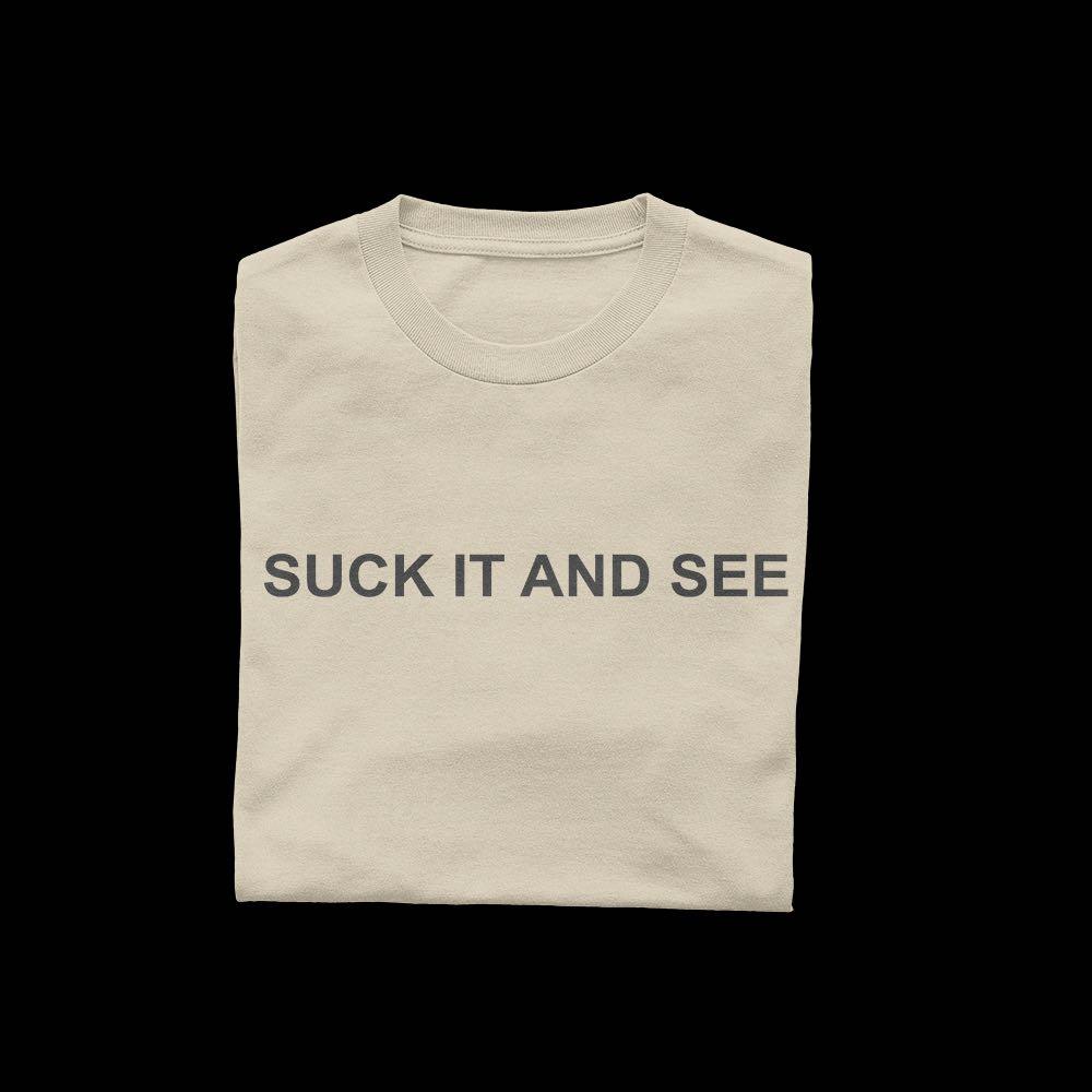 ‘SUCK IT AND SEE’ Arctic Monkeys Band Statement Tee (Category: Tshirts & Polo Shirts ) located in Taytay. Submitted by cool.cat8 (Listing ID 1171046639, Image 1). Description: COMMON GOODS ✱Minimalist Style ✱Standard Fit ✱Cotton 1-3 DAYS TO SHIP Because you deserve to look good on a common day. Follow us on Shope/e! @commongoods.shop.ph.