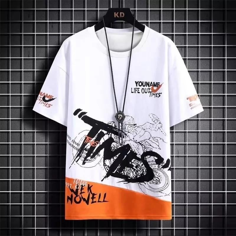 Summer Men's T Shirts Harajuku Fashion Korean Print Short Sleeve