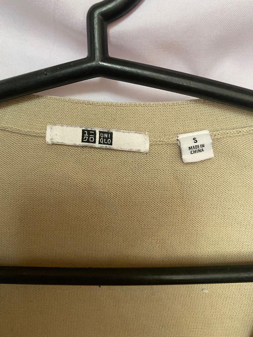 Uniqlo beige cardigan (small) (Category: Coats, Jackets and Outerwear) located in Malabon City. Submitted by jennyace (Listing ID 1171047255, Image 2). Description: - original Uniqlo - size Small - complete buttons; no issues MOP: GCash, BPI Delivery: c/o buyer; Grab, Lalamove, GoGo Xpress.