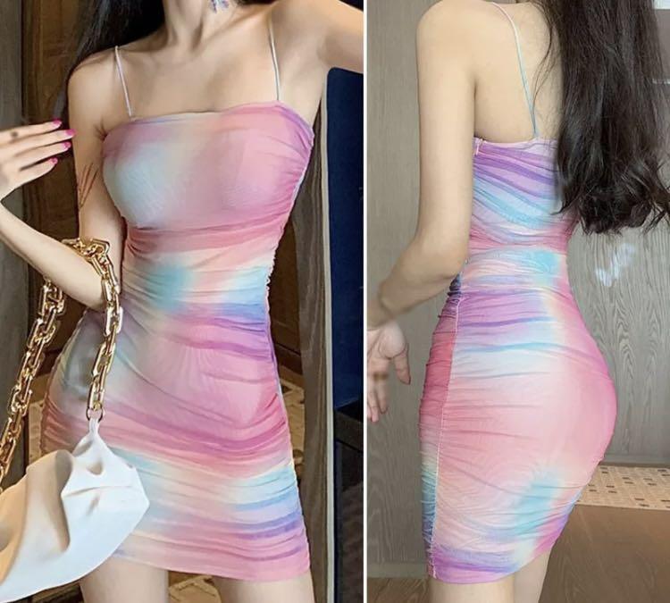 Women's Rainbow Lace Gauze Tight Sexy Suspender Backless Sling Y2k