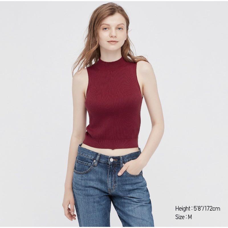 Red high clearance neck sleeveless top