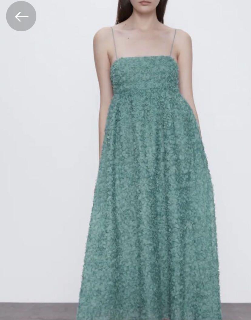 Zara turquoise textured midi dress 