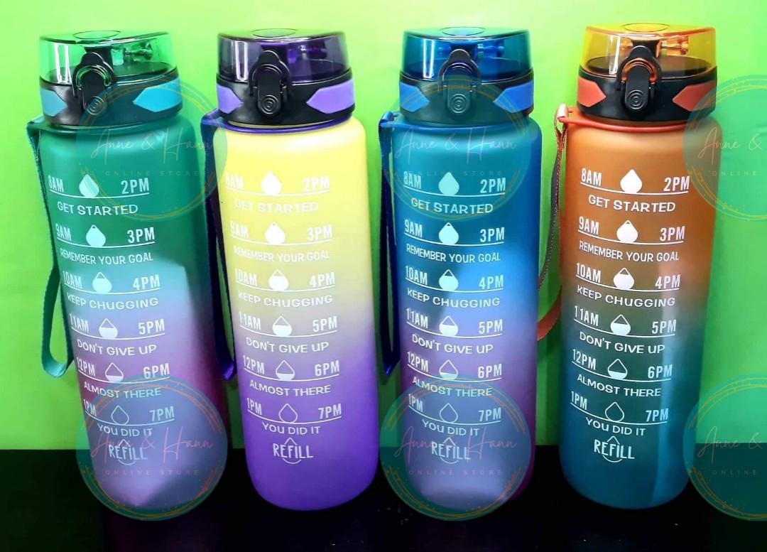 1Liter Water Bottles 1L Jumbo Pastel Sports Tumbler Bottle Time