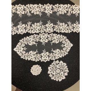 全新蕾絲布藝裝飾禮盒-白色蕾絲鑲淺金邊