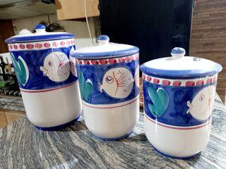 Authentic fr Italy 3 Fish Sets SML ALL purpose Cannisters