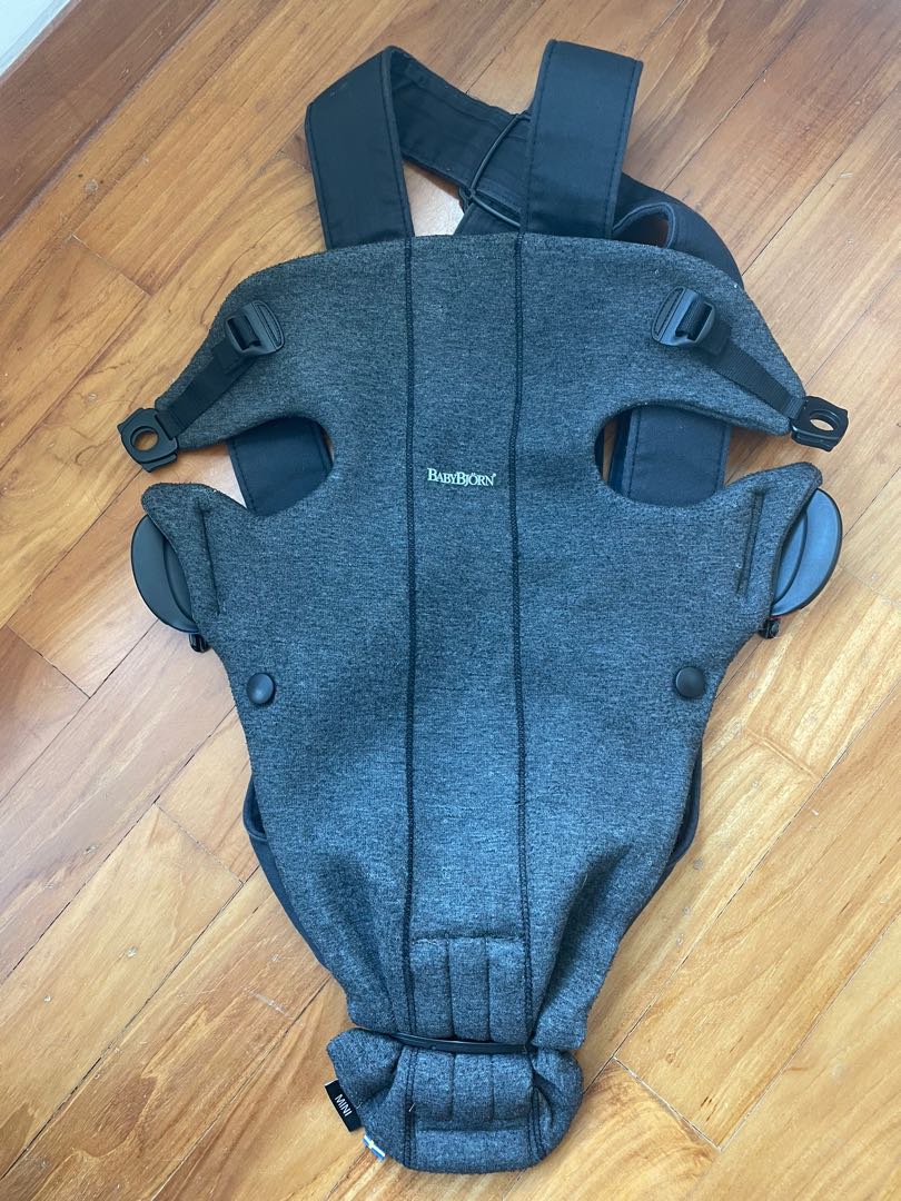 Baby Bjorn Mini Carrier grey jersey fabric, Babies & Kids, Going Out