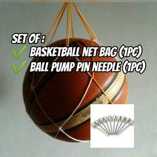 Ball Net Bag and Basketball Pin