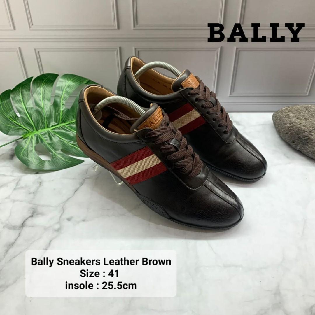 Bally Sneakers Leather Brown Size 41 insole Fesyen Wanita