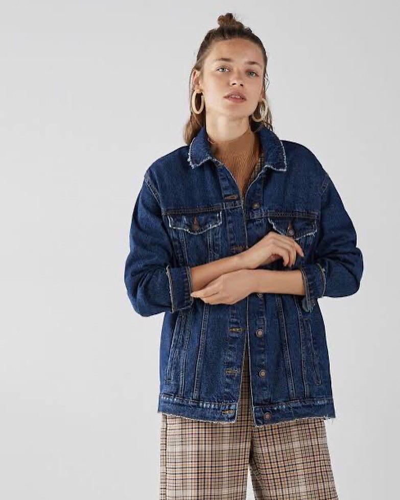 Bershka oversized denim jacket, Fesyen 