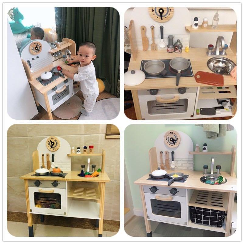 BNIB Nordic Classic Brown Kitchenette Wooden Toy Kitchen Set Montessori Cute Kids Pretend Play Toy Wood