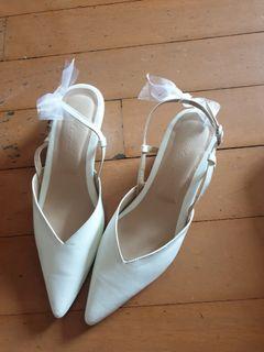Brand New Customized Pointed White Sandals
