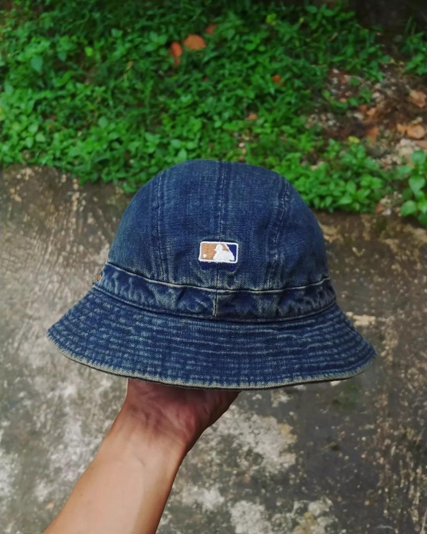 Bucket hat MLB jeans vintage, Fesyen 