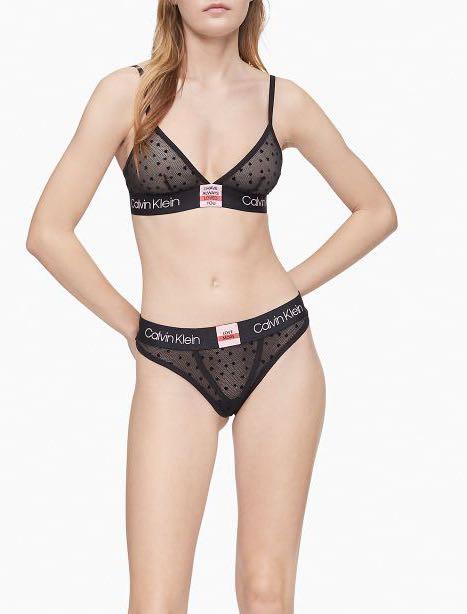 Calvin Klein CK One lace lingerie set with logo detail in black