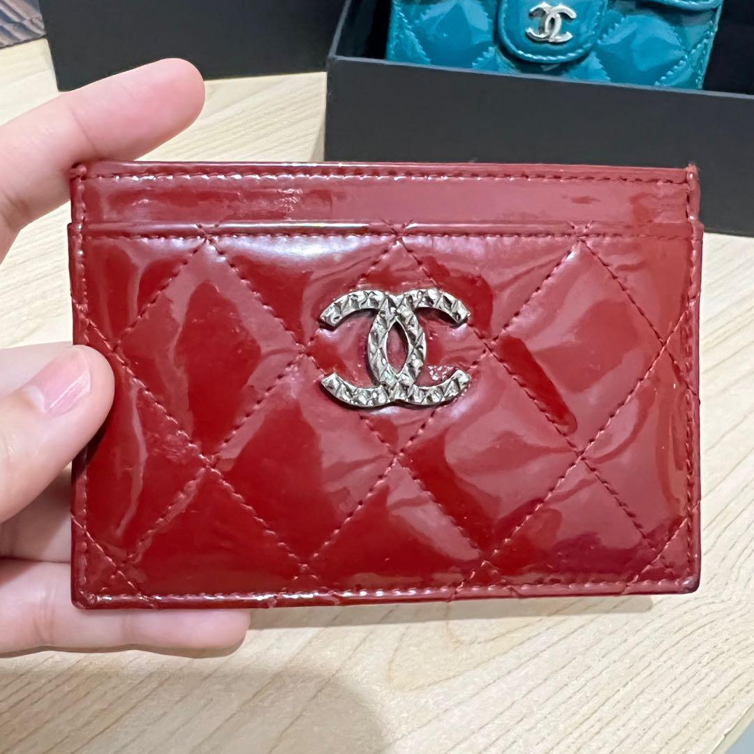 Chanel Card holder Patent Red, Luxury, Bags & Wallets on Carousell