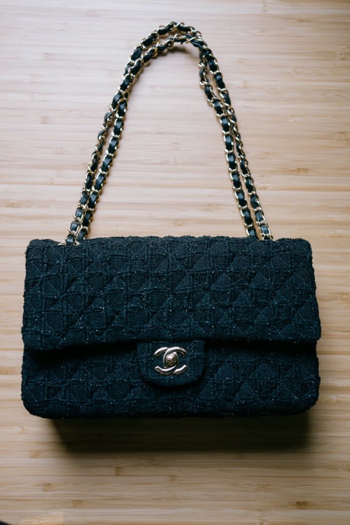 Chanel tweed classic flap bag new arrivals