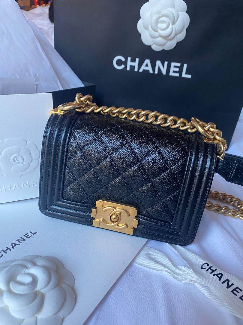 Chanel Mini Boy Bag Caviar Black Ghw, Luxury, Bags & Wallets on Carousell