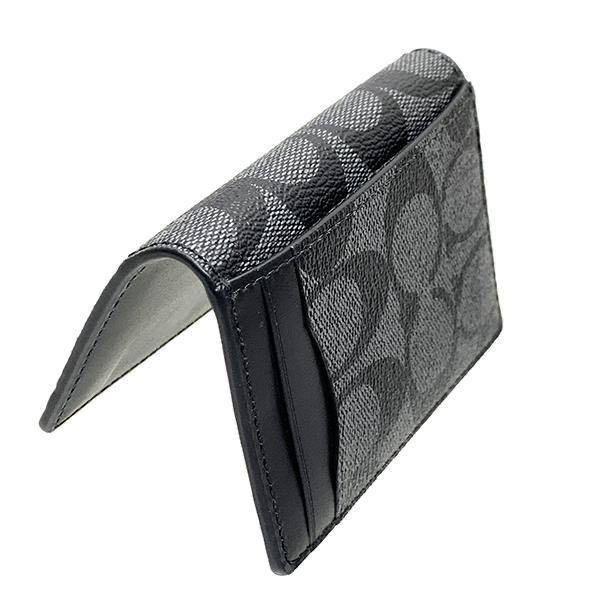 Coach Signature Magnetic Card Case in Signature Black