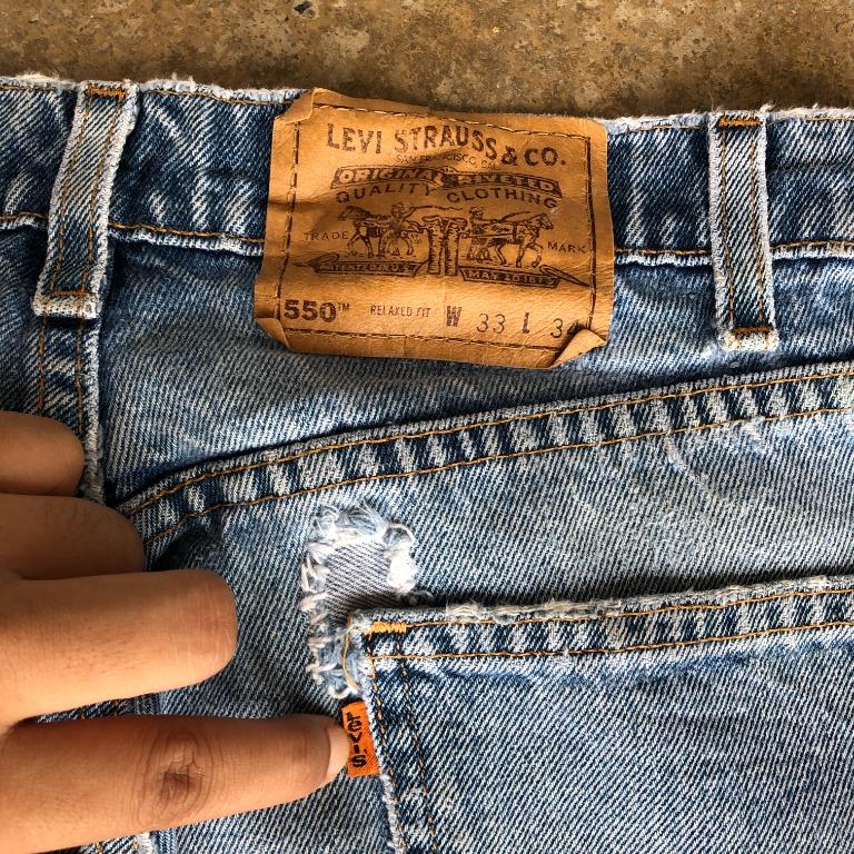 Custom Sashiko Boro Patch Work Vintage 90s Levis 550 Jeans, Men's