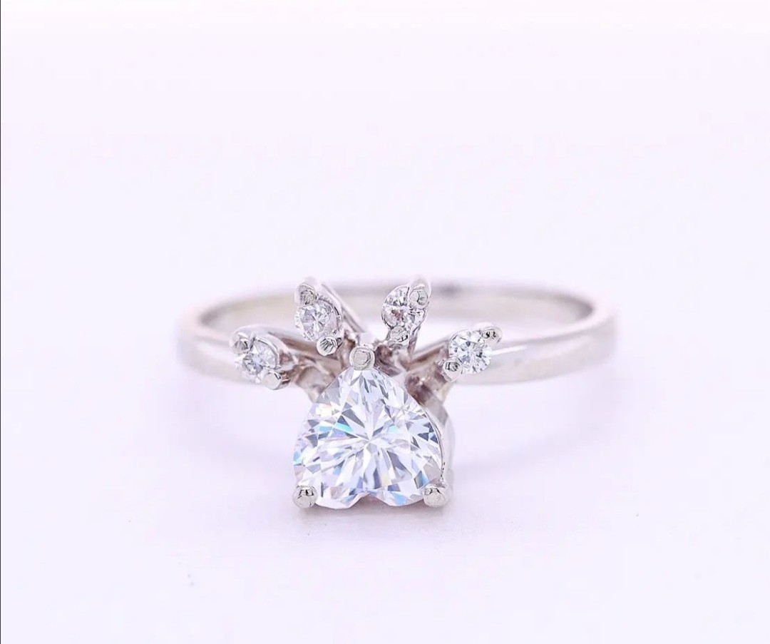 Diamond Heart/Paw Ring, Women's Fashion 