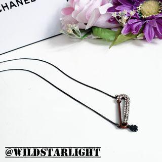 [Used Chanel Necklace] Chanel Stone Necklace Black Bts Jimin
