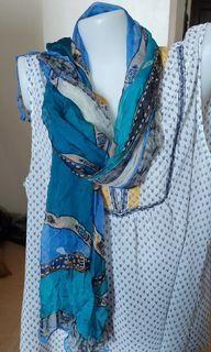 Fendi selleria blue silk scarf