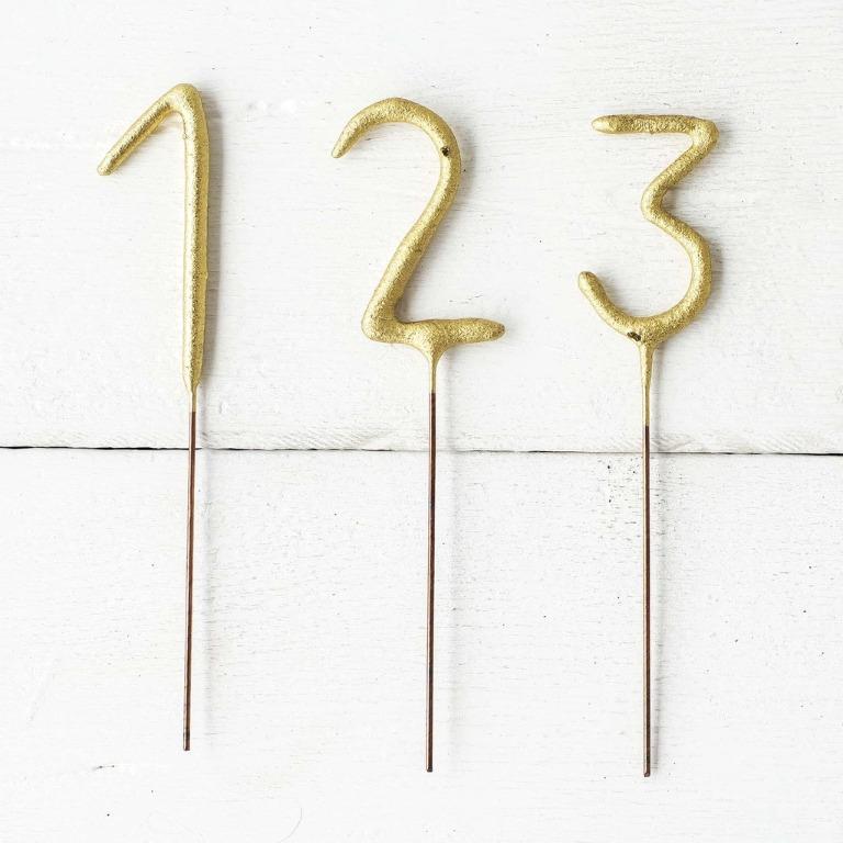 Gold Sparkler Number Candle for Birthday Party Wedding Event, Hobbies
