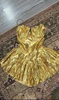 Golden ruffled mini dress