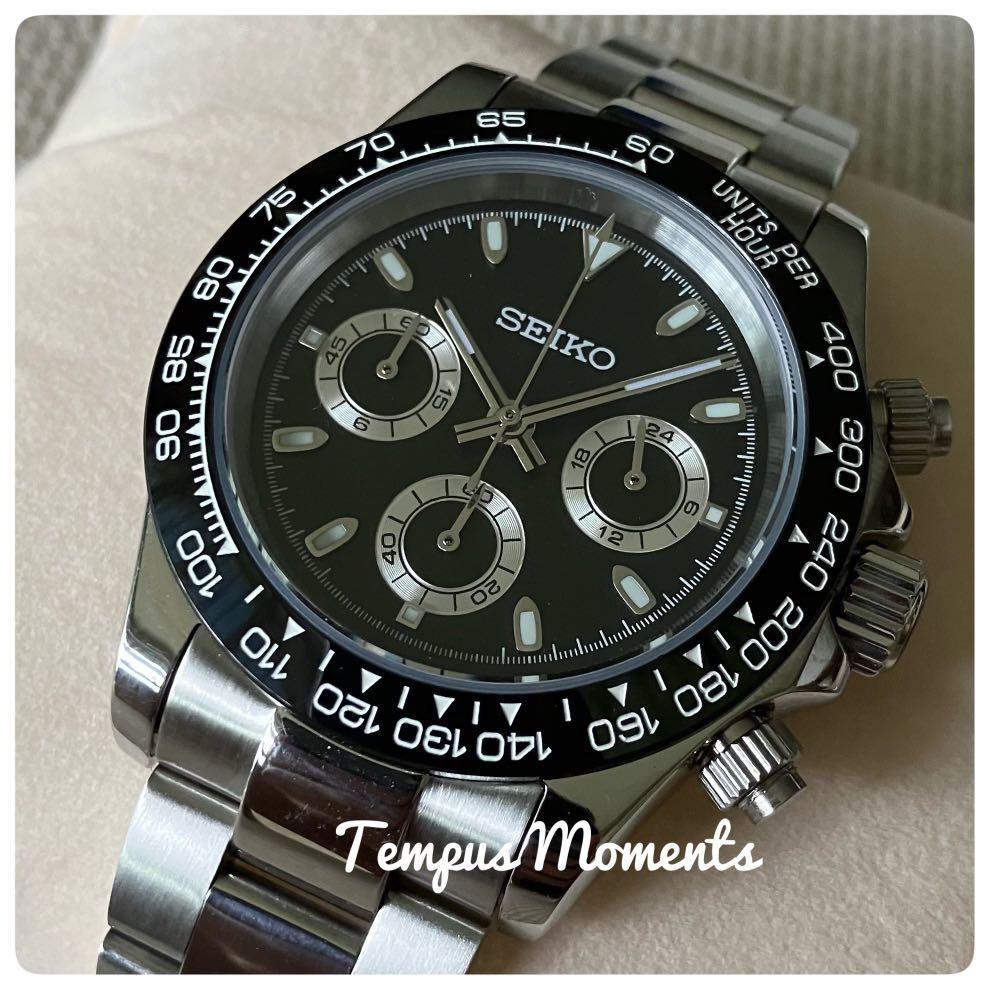 Daytona chronograph custom build watch - Seiko mod / Black / Panda / Green  / GlacierBlue, Men's Fashion, Watches & Accessories, Watches on Carousell