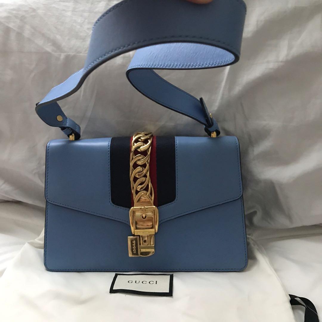 Gucci blue sylvie bag cheap